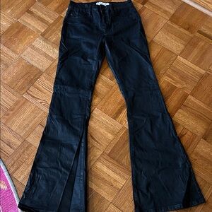 KanCan Jet Black Coated Flare Jeans